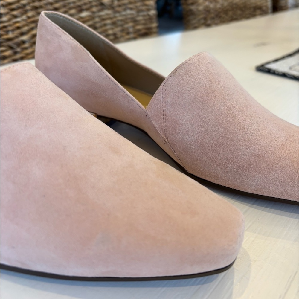 Naturalizer Pink Suede Loafers with Gold Accent Heel - Picture 9 of 11